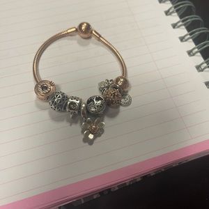 Pandora 7.1 inch rose gold bracelet.